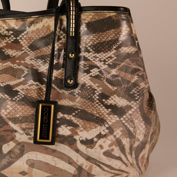 Jimmy Choo Scarlet Coated Canvas Tote - Reptile - NWOT - Picture 2 of 5